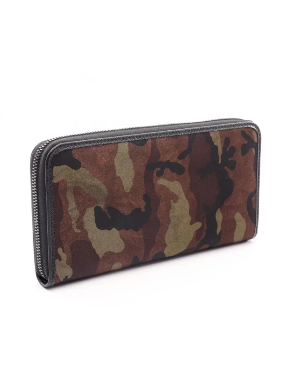 Prada Round Wallet Tessuto ST Camo Camouflage Khaki Nylon Saffiano Leather